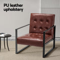 Artiss PU Leather Armchair Brown Metal Frame Lounge Accent Chair
