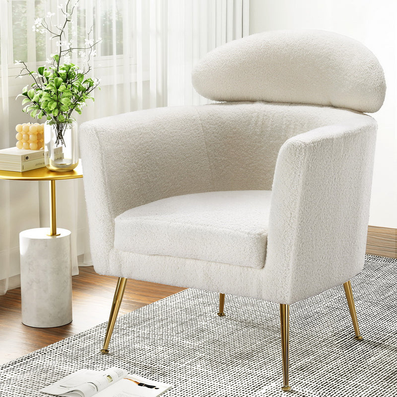 Artiss Armchair Boucle Fabric White