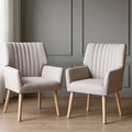 Artiss Faux Fabric Armchair Beige 2 Pack