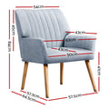 Artiss Fabric Armchair Blue Grey Sebastini