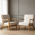 Artiss Armchair Faux Fabric Beige 2 Pack