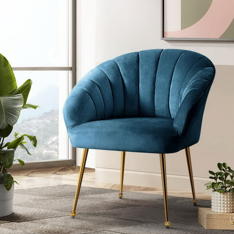 Artiss Velvet Armchair Blue Eloise