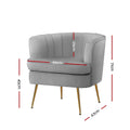 Artiss Velvet Armchair Grey Accent Chair Lounge Sofa Couch