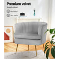 Artiss Velvet Armchair Grey Accent Chair Lounge Sofa Couch