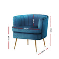 Artiss Velvet Armchair Blue Norvia