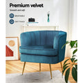 Artiss Velvet Armchair Blue Norvia