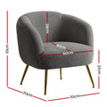 Artiss Armchair Charcoal Sherpa Boucle Lounge Accent Chair