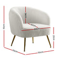 Artiss Armchair Sherpa Boucle White Accent Chair Lounge