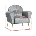 Artiss Armchair Lounge Chair Accent Grey Velvet Cushion Sofa
