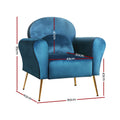 Artiss Armchair Navy Velvet Accent Chair Lounge Sofa Cushion