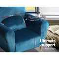 Artiss Armchair Navy Velvet Accent Chair Lounge Sofa Cushion