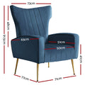 Artiss Kate Armchair Navy Velvet