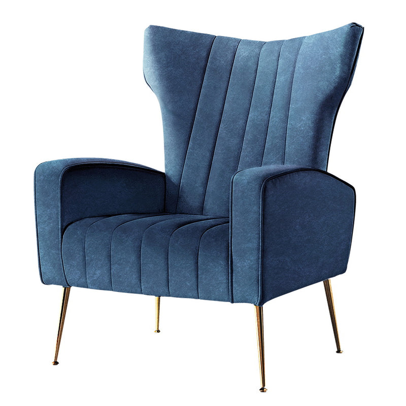 Artiss Kate Armchair Navy Velvet