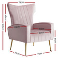 Artiss Kate Armchair Pink Velvet