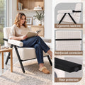 Artiss Compressed Armchair White Corduroy Accent Chair for Small Space