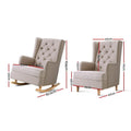 Artiss Rocking Chair Armchair Beige Linen Fabric Gaia