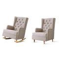 Artiss Rocking Chair Armchair Beige Linen Fabric Gaia