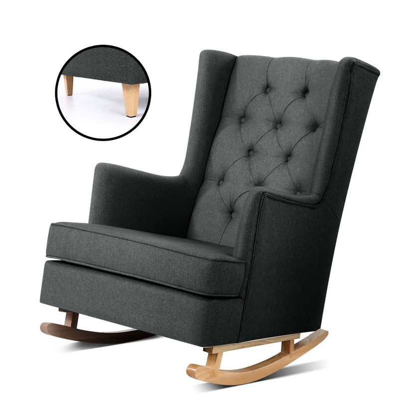 Artiss Rocking Chair Armchair Linen Charcoal