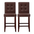 Artiss 2x Bar Stools Kitchen Dining Chairs Counter PU Leather Wooden Ada Brown