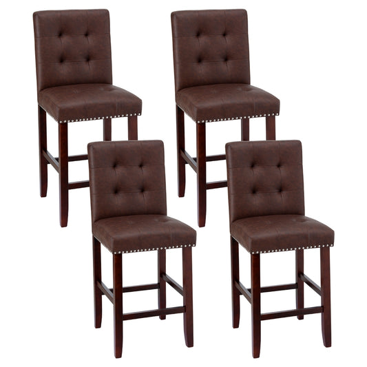 Artiss 4x Bar Stools PU Leather Brown Kitchen Counter Chairs