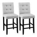 Artiss 2x Bar Stools Counter Fabric Wooden Kitchen Dining Grey