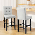 Artiss 2x Bar Stools Counter Fabric Wooden Kitchen Dining Grey