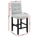 Artiss 4x Bar Stools Grey Fabric Wooden Kitchen Counter Seat