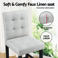 Artiss 4x Bar Stools Grey Fabric Wooden Kitchen Counter Seat