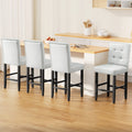 Artiss 4x Bar Stools Grey Fabric Wooden Kitchen Counter Seat