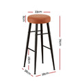Artiss 2x Bar Stools Counter Kitchen Dining Brown PU Leather