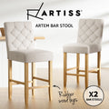 Artiss 2x Bar Stools Linen Upholstered Chairs Kitchen