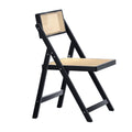 Artiss Wooden Rattan Foldable Dining Chair Black