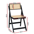 Artiss Wooden Rattan Foldable Dining Chair Black