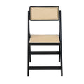 Artiss Wooden Rattan Foldable Dining Chair Black