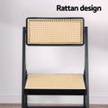 Artiss Wooden Rattan Foldable Dining Chair Black