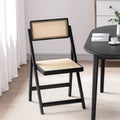 Artiss Wooden Rattan Foldable Dining Chair Black