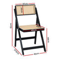 Artiss Dining Chairs Wooden Rattan Foldable Black x2