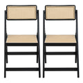 Artiss Dining Chairs Wooden Rattan Foldable Black x2
