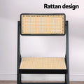 Artiss Dining Chairs Wooden Rattan Foldable Black x2