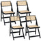 Artiss Wooden Dining Chairs Rattan Foldable x4 Black