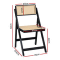 Artiss Wooden Dining Chairs Rattan Foldable x4 Black
