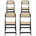 Artiss Wooden Dining Chairs Rattan Foldable x4 Black