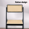 Artiss Wooden Dining Chairs Rattan Foldable x4 Black