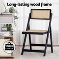 Artiss Wooden Dining Chairs Rattan Foldable x4 Black