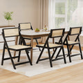 Artiss Wooden Dining Chairs Rattan Foldable x4 Black