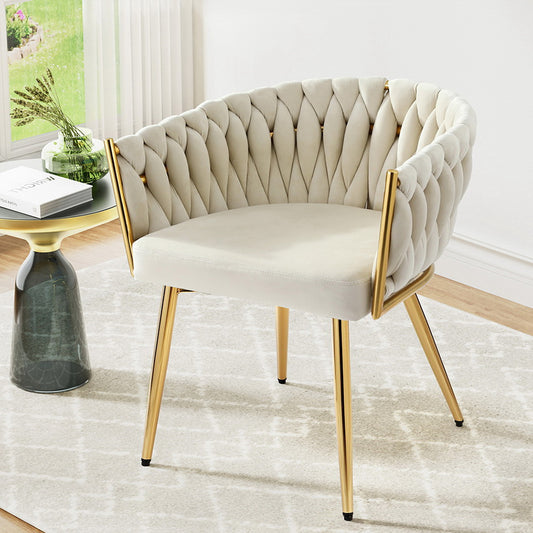 Artiss Dining Chair Velvet Armchair Beige
