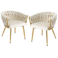 Artiss Dining Chair Armchair Velvet Beige Set of 2
