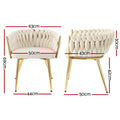 Artiss Dining Chair Armchair Velvet Beige Set of 2