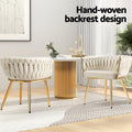 Artiss Dining Chair Armchair Velvet Beige Set of 2