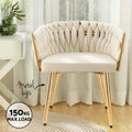 Artiss Dining Chair Armchair Velvet Beige Set of 2